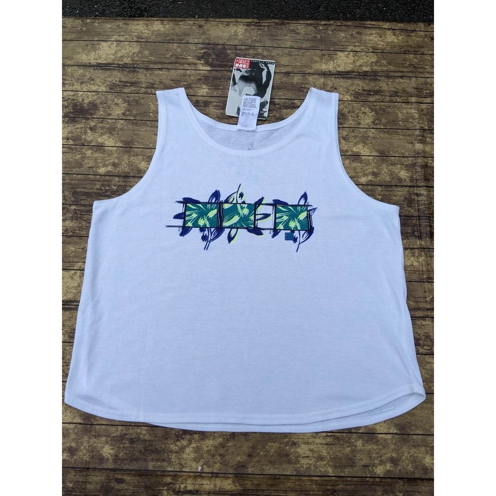 NWT NEW! Vintage In Sport Ladies Waterlily White Tanktop Shirt Made in USA Large